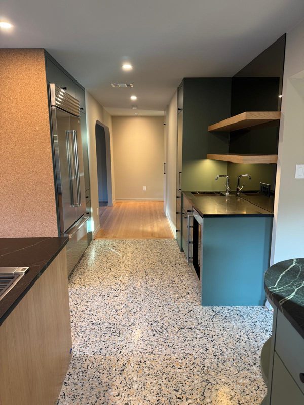 Terrazzo flooring in a butler pantry